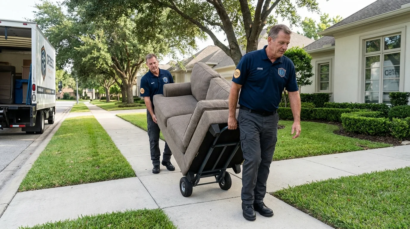 Local residential moving crew loading furniture in Mason City, IL